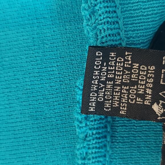 90s Y2K Teal Cardigan Vertical Stripe Beaded Accent Medium 3/4 Sleeve - Picture 7 of 7